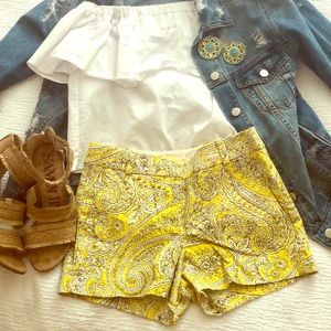 J. Crew Yellow Paisley Summer Shorts